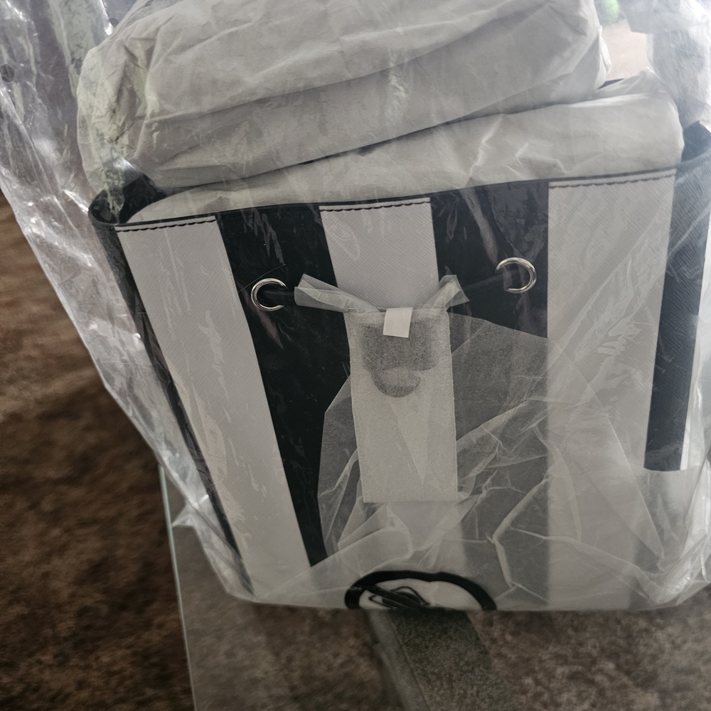 Michael Kors Black and White Striped Tote